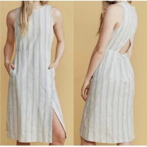 Marine Layer Open Back Linen Midi Dress